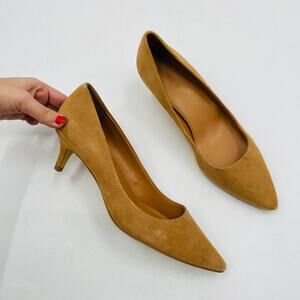 J. Crew suede tan pointed toe kitten heels